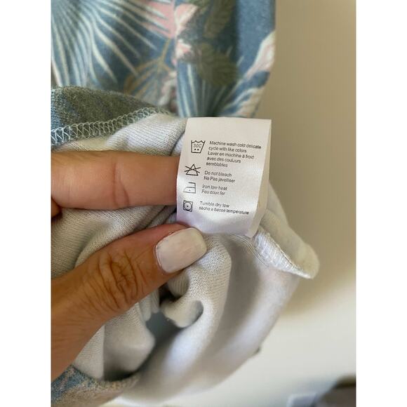 Chasor Floral Beach Terry Cloth V-Neck Mini Dress Blue Green Size Small - Picture 7 of 8